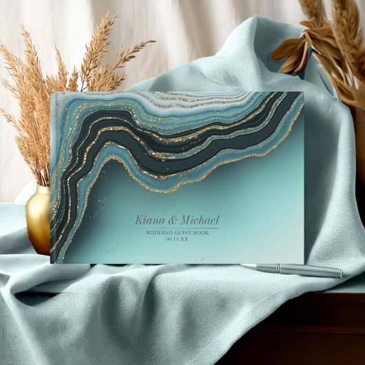 Livre D'or Crystal Agate Mariage Turquoise ID825