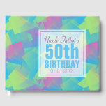 Livre D'or Cubist Abstrait Pastel 50th Birthday Guest Book<br><div class="desc">Beau arrière - plan abstrait (couleurs pastel : bleu,  vert clair et rose) avec une étiquette carré blanche semi-transparente (minuscule bordure transparente) pour nom,  date et anniversaire. Tout est personnalisable. Disponible en bloc-notes en spirale.</div>