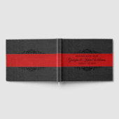 Livre D'or Cuir noir et rouge accent floral noir (Complet)