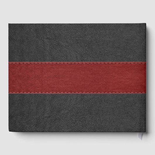 Livre D'or Cuir Noir & Rouge Accent Floral Noir (Verso)