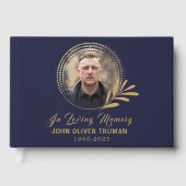 Livre D'or Custom Text Photo Memorial Funeral Leaves (Recto)