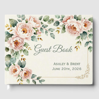 Livre D'or Customizable Floral Wedding Guest Book