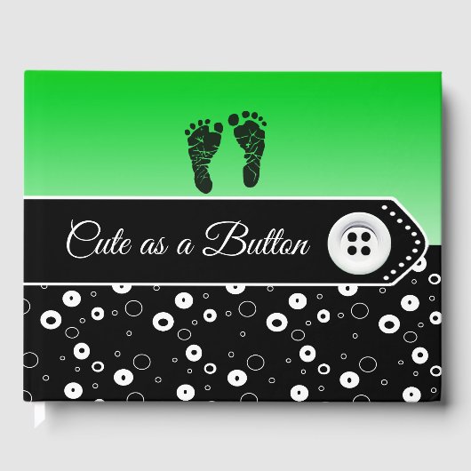 Livre D'or Cute as a Button Baby shower Keepsaké Guestbook (Recto)