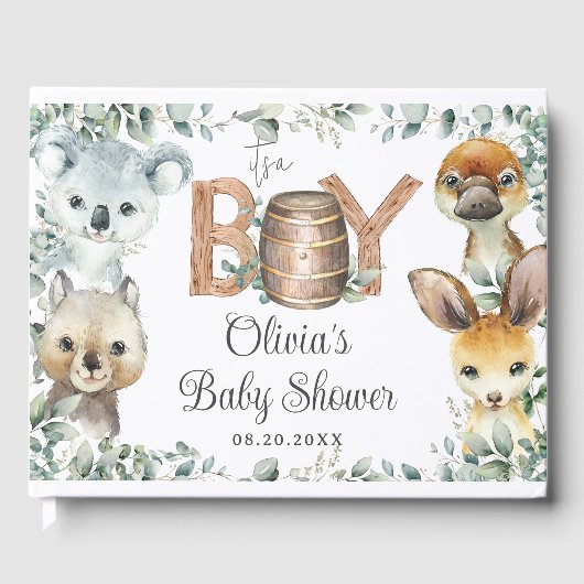 Livre D'or Cute Australian Animals Verdure Baby shower Garçon (Recto)