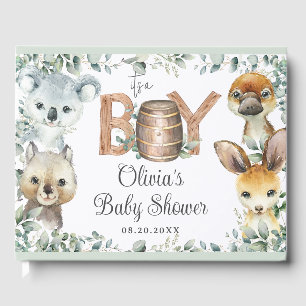 Livre D'or Cute Australian Animals Verdure Baby shower Garçon