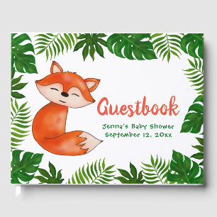 Livre D'or Cute Baby Fox   BABY SHOWER   Feuilles tropicaux