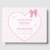 Livre D'or Cute Bow Pastel Pink Gingham Baby Shower (Recto)