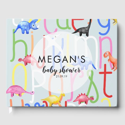 Livre D'or Cute Boy Dinosaur ABC Alphabet Baby shower (Recto)