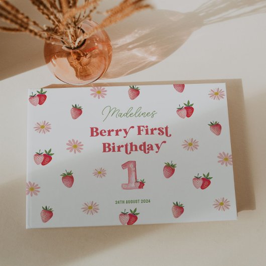 Livre D'or Cute Daisy et fraise Premier anniversaire