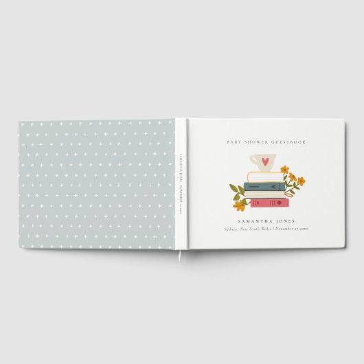 Livre D'or Cute Dusky empilé Storybooks Baby shower Floral (Complet)