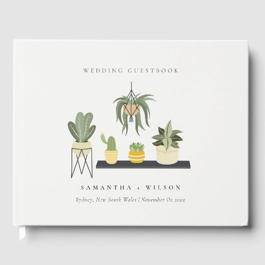 Livre D'or Cute Elegant Pot Feuilleté Succulent Plante Mariag (Recto)