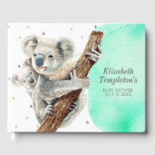 Livre D'or Cute Koala Bear C'est un garçon Baby shower Turquo