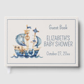 Livre D'or Cute Nautical Blue Sailing Ship Baby Shower (Recto)