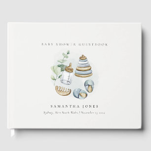 Livre D'or Cute Nursery Essential Leafy Blue Boy Baby shower