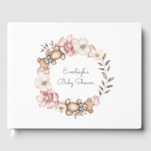 Livre D'or Cute ours en peluche Fleur Wreath