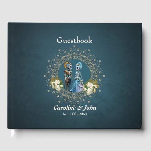 Livre D'or Cute Skeleton Mariage Couple style gothique (Recto)