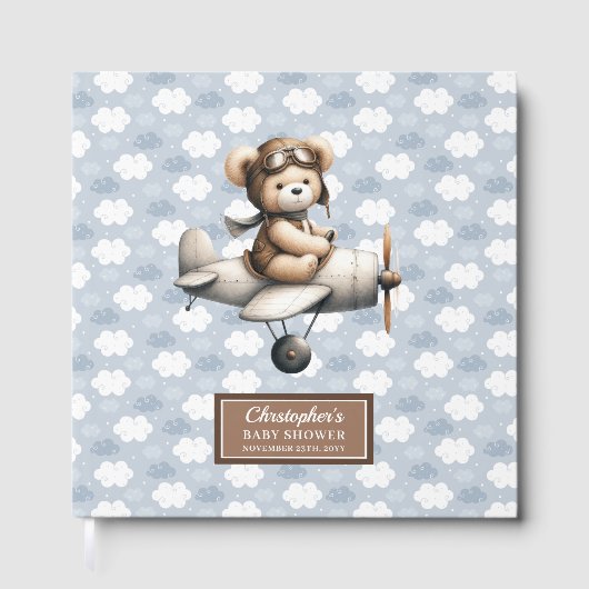 Livre D'or Cute Teddy Bear Pilote de réservation Baby shower (Recto)