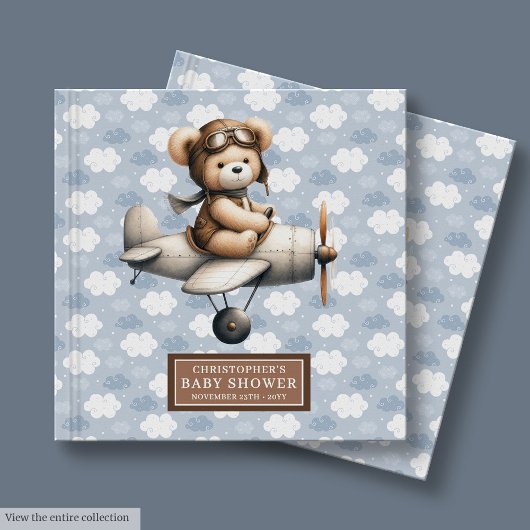 Livre D'or Cute Teddy Bear Pilote de réservation Baby shower