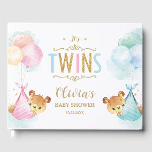 Livre D'or Cute Twins Baby Girl Boy Baby shower Nounours