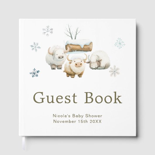 Livre D'or Cute Winter Arctic Cow Baby Shower  (Recto)