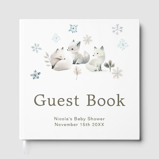 Livre D'or Cute Winter Arctic Wolf Baby Shower (Recto)