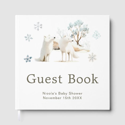 Livre D'or Cute Winter Arctic Wolf Baby Shower (Recto)