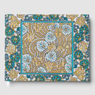 Livre D'or cyclamen bleu art nouveau fleur botanique