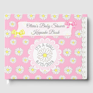Livre D'or Daisy Theme Girl's Baby shower Guestbook Keepsaké