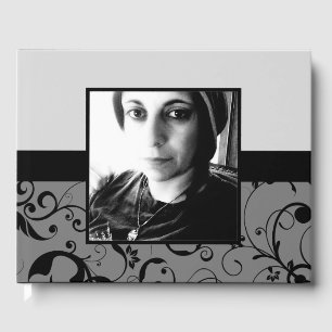Livre D'or damask funeral guest book