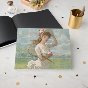 Livre D'or Dame de tennis victorienne avec chapeau à fleurs A