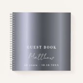 Livre d'or d'anniversaire argent nom simple (Devant)