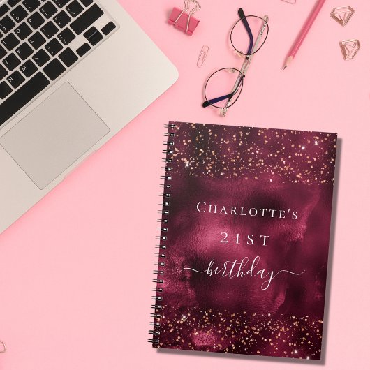 Livre d'or d'anniversaire bourgogne rose parties s