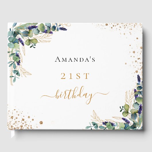 Livre d'or d'anniversaire eucalyptus verdure (Recto)