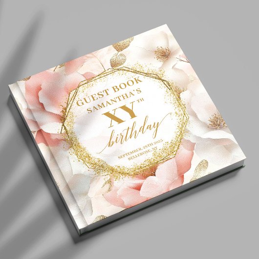 Livre d'or d'anniversaire glamour Blush Ivory