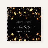 Livre d'or d'anniversaire noir étoile nom (Devant)