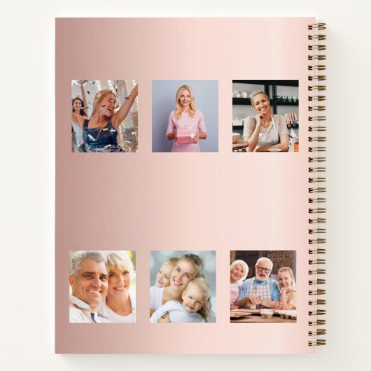 Livre d'or d'anniversaire photo collage rose or (Dos)