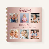 Livre d'or d'anniversaire photo collage rose or (Devant)