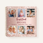 Livre d'or d'anniversaire photo collage rose or (Devant)