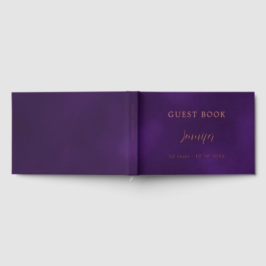 Livre d'or d'anniversaire violet rose feuille d'or (Complet)