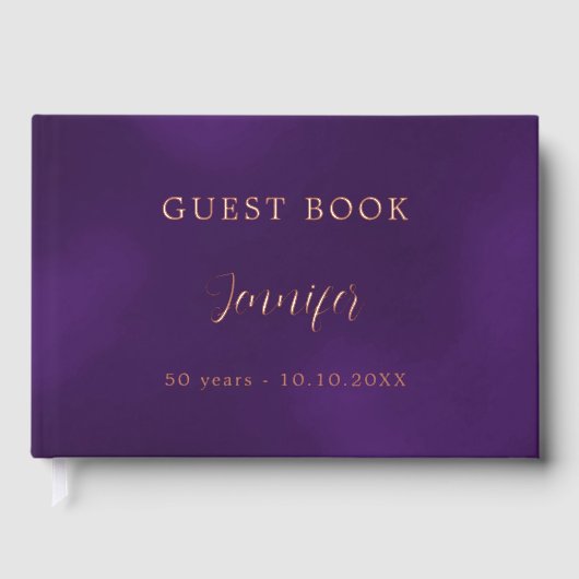 Livre d'or d'anniversaire violet rose feuille d'or (Recto)