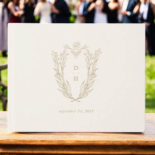 Livre D'or DAPHNE Botanique Crème or minimaliste Mariage