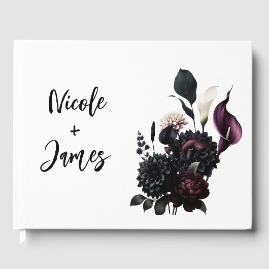 Livre D'or Dark Moody Romantic Floral Mariage blanc (Recto)