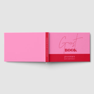 Livre d'or de anniversaire chic rose rouge écritur