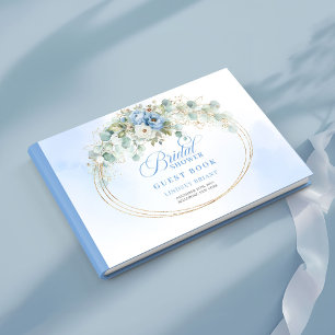 Livre d'or de Baby Shower aux Pivoines Bleu Pastel
