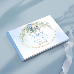 Livre d'or de Baby Shower aux Pivoines Bleu Pastel