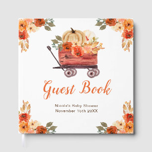 Livre d'or de baby shower avec camion de citrouill