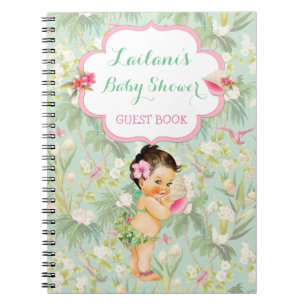 Livre d'or de Baby Shower Hawaïen Tropical Vintage