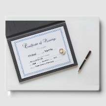 Livre d'or de certificat de mariage