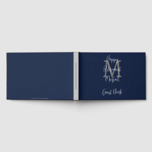 Livre d'or de fête de retraite Monogramme Bleu Gri