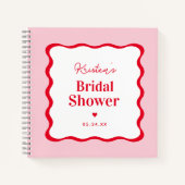 Livre d'or de Fête des mariées rétro rose et rouge (Devant)